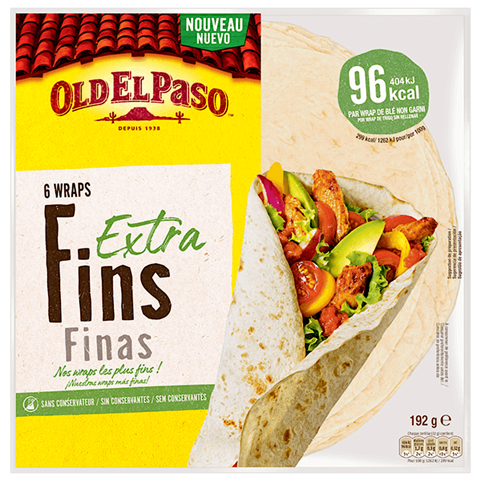 paquet de 6 wraps extra fin de Old El Paso 192g